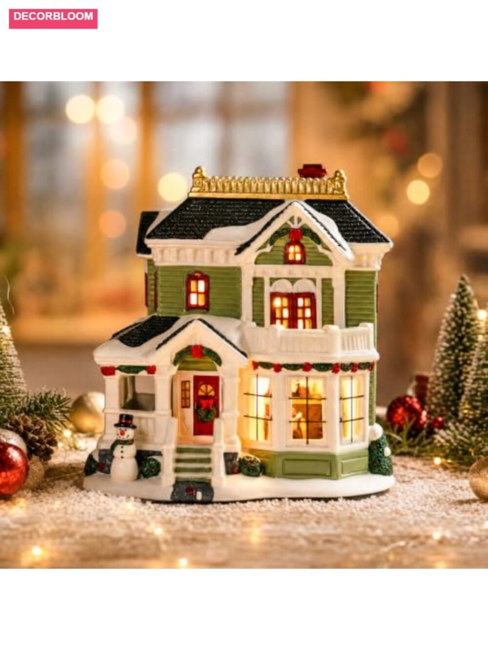 Lighted Ceramic Christmas Village House LED Collectible Building Holiday Decor